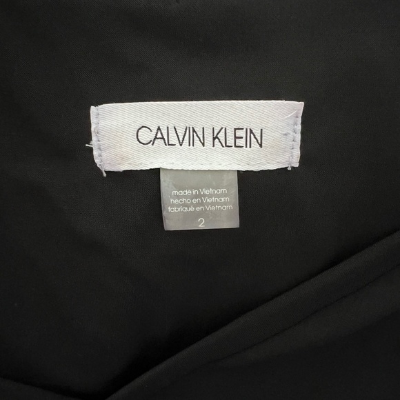 Calvin Klein | Black Dress | Drawstring Tie | V-Neck Casual Midi Dress - Picture 5 of 5